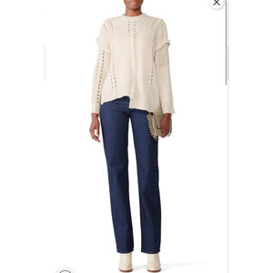 Nude (Italian Brand) Fringe Trim Luxe Wool Blend Sweater